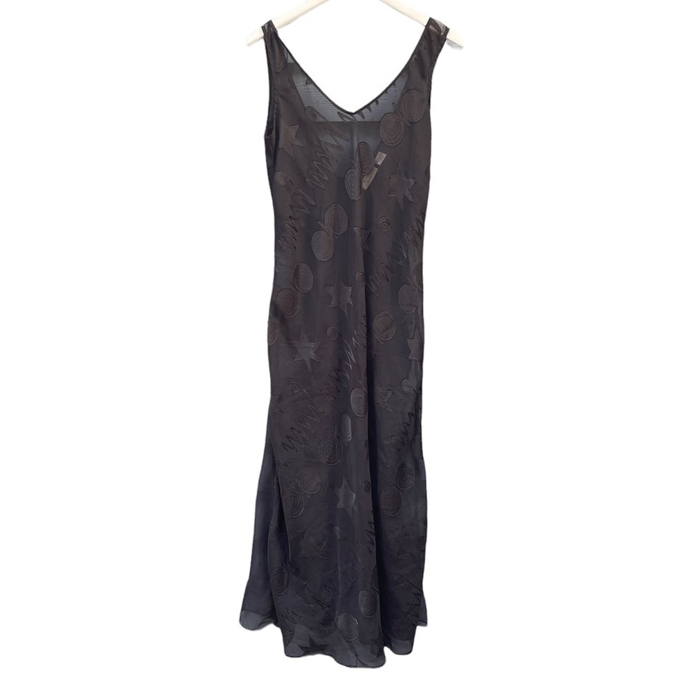 VICTORIA’S Secret Vintage Gold Label Slip Dress / Nightgown Sheer Black Medium